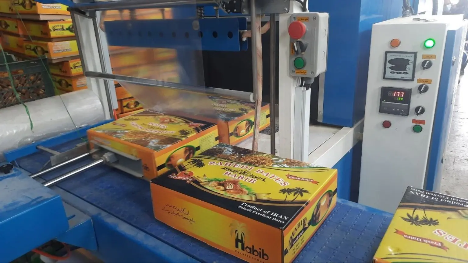 Habib Dates cartons on the packing line